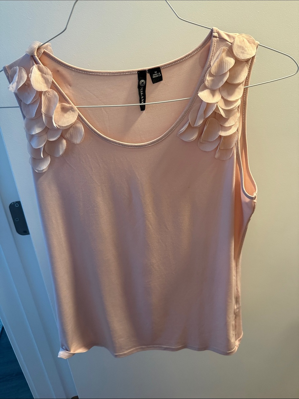 Milano Light Blush Sleeveless Petal-Shoulder Tank
